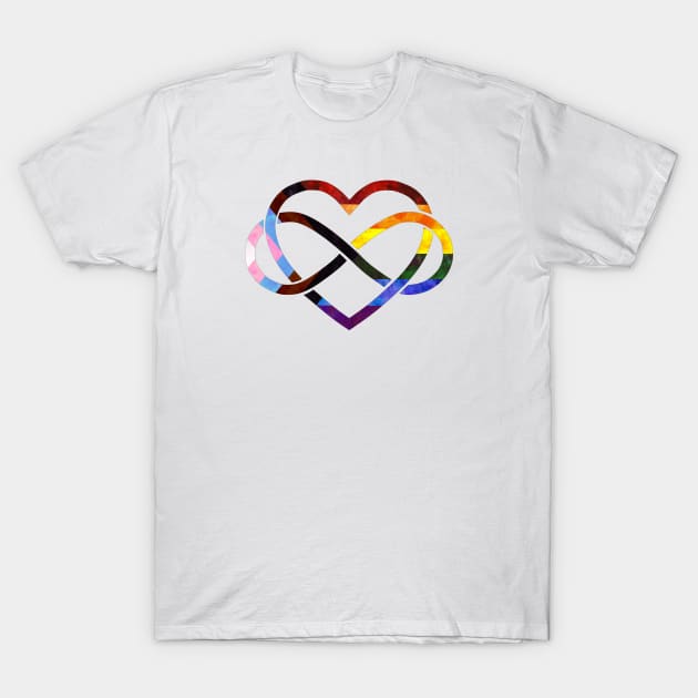 Polyamory Heart - Progress Pride T-Shirt by Tiger Torre